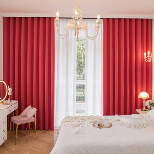 MOONVAN Windows Rose Blackout Curtains 45 inches Long 2 Panels Set Grommet Blackout Drapes Energy Saving Noise Reducing Thermal Insulated for Bedroom Living Room Nursery