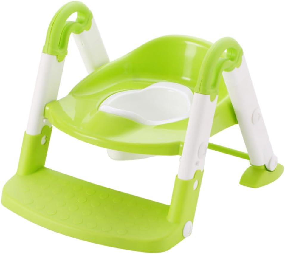 HEMOTON 1pc Ladder Style Toilet Seat Multi-purpose Adjustable Potty Training Chair - Footrest and Armrest for Boy Girl Easy to Clean and Store Green