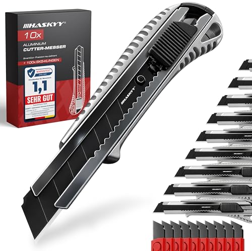 HASKYY Lot Pro 10 Cutters + 100 Lames SK5 18mm - Kit Professionnel Complet avec Quick-Change