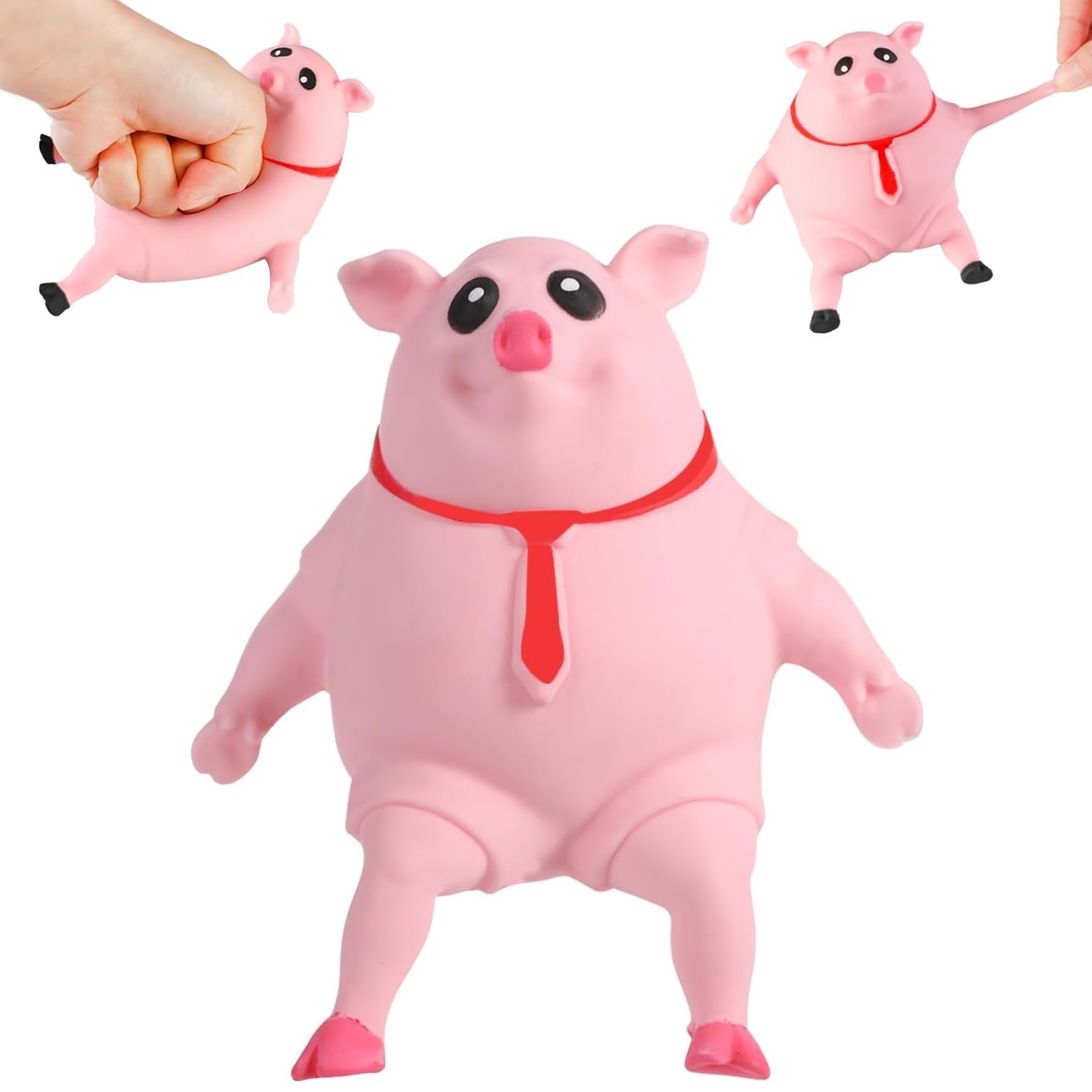 Squishy Pig Toys, Pink Pig Squishy Toy for Kids Adults, Novelty Pig Squeeze Toys, Funny Tiktok Pig Sensory Stress Toy for Decompress and Anxiety Relief Women Men Kids