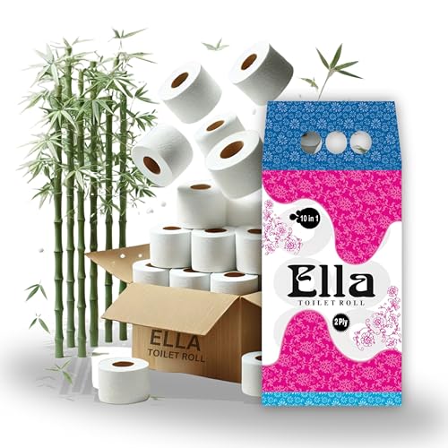 Image of Ella 2 Ply Toilet Paper Tissue Roll I 10 in one I 230 Pulls x 10 Rolls I 2300 Pulls I Soft and highly absorbent bathroom tissue I 100% natural virgin cellulose fiber