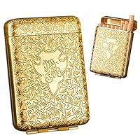 Zigarettenetui aus Metall, Premium-Qualität, graviert, elegante Motive, robust & langlebig, für 16 Standard-Zigaretten – Unisex-Design, Herren/Damen, goldfarben