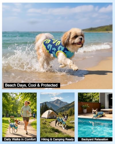 Image of CuteBone Mesh Panel Dog Tank Top - Breathable Dual-Fabric Pet Vest Lightweight Summer Small Dog Shirts - Keep Your Pets Cool, Sun-Protected Outdoors