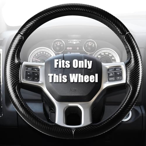 Aimato Customized Steering Wheel Cover for Dodge RAM 1500 2012-2018 RAM 1500 Classic 2019-2023 RAM 2500/3500/4500/5500 2012-2018 Thin Anti-Slip Scratch-Resistant Exclusive Car Accessory for RAM
