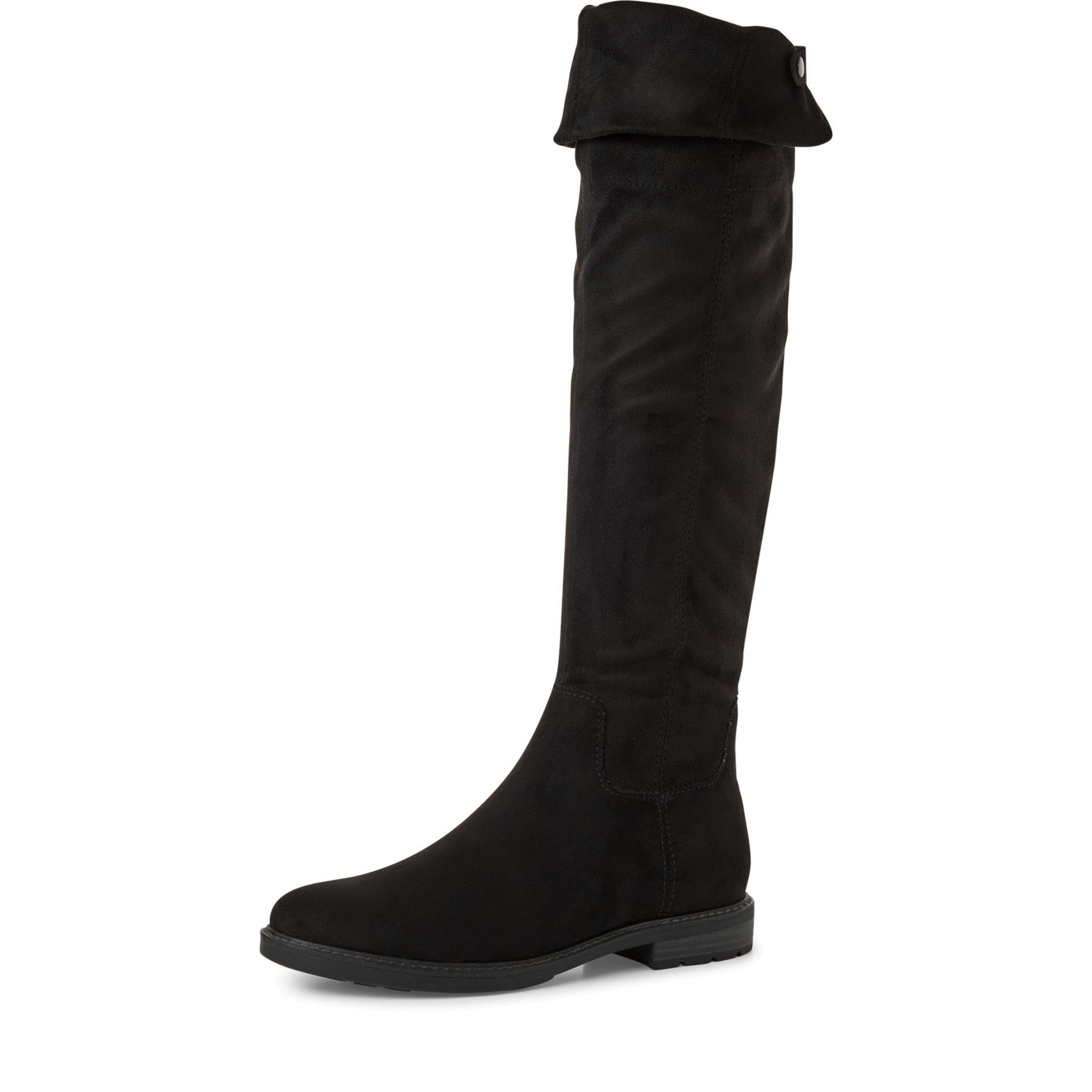 MARCO TOZZI Women's Overknee Boots Flat with Zip, black, 6 UK
