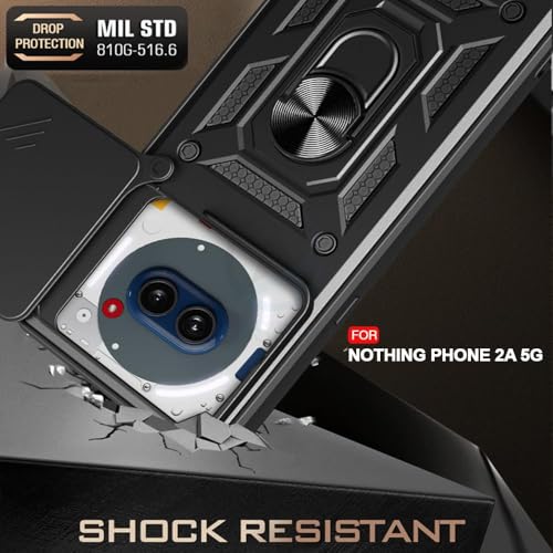 Image of AIBEX Back Cover for Nothing Phone (2a) 5G / Nothing Phone (2a) Plus | D10 Tough Armor Case | Sliding Camera Shield | 360 Protection | Kickstand Ring Holder | Military-Grade Shockproof Bumper Case