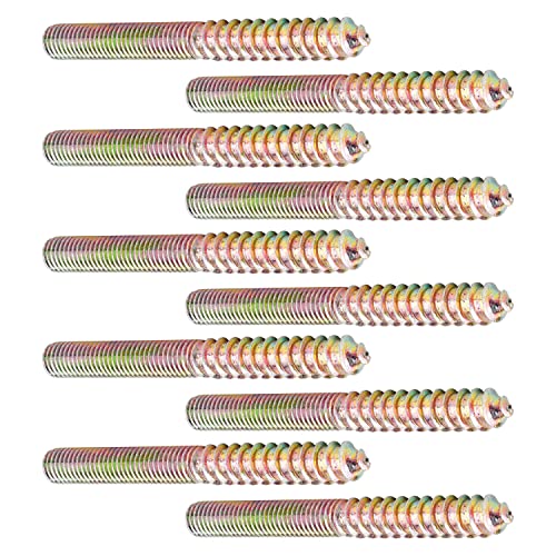 Image of M10x100mm Zinc Plated Carbon Steel Double Headed Hanger Bolts 3.94 inch Length Self Tapping Screw for Furniture Installation Bronze Tone 10Pcs