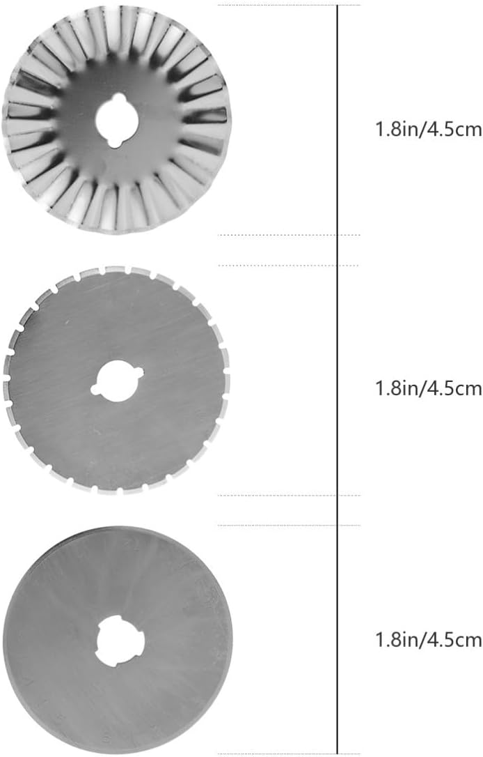 ULTECHNOVO Rotary Cutter Replacement Blades Set 1 Dashed with Storage Case 7 Pcs Steel Fabric Cutting Blades Includes 4 Straight 2 Wavy Style for Sewing Crafts and Home Use