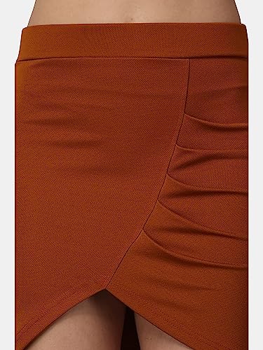 Image of POPWINGS Casual Shimmer Solid Sarong Mini Skirt for Women | Summer Skirt for Women | Mini Skirt for Women
