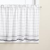 Lorraine Home Fashions Adirondack Tier Curtain Pair, 60 by 36-Inch, White/Black