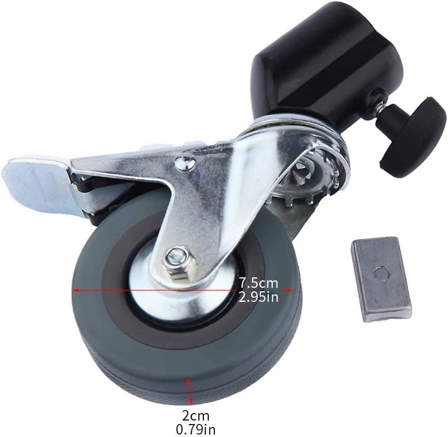 Miniatura 2 de Juego de ruedas de soporte de luz profesional de 0.866 in (3 paquetes), ruedas giratorias de goma para soporte de estudio fotográfico C, juego de