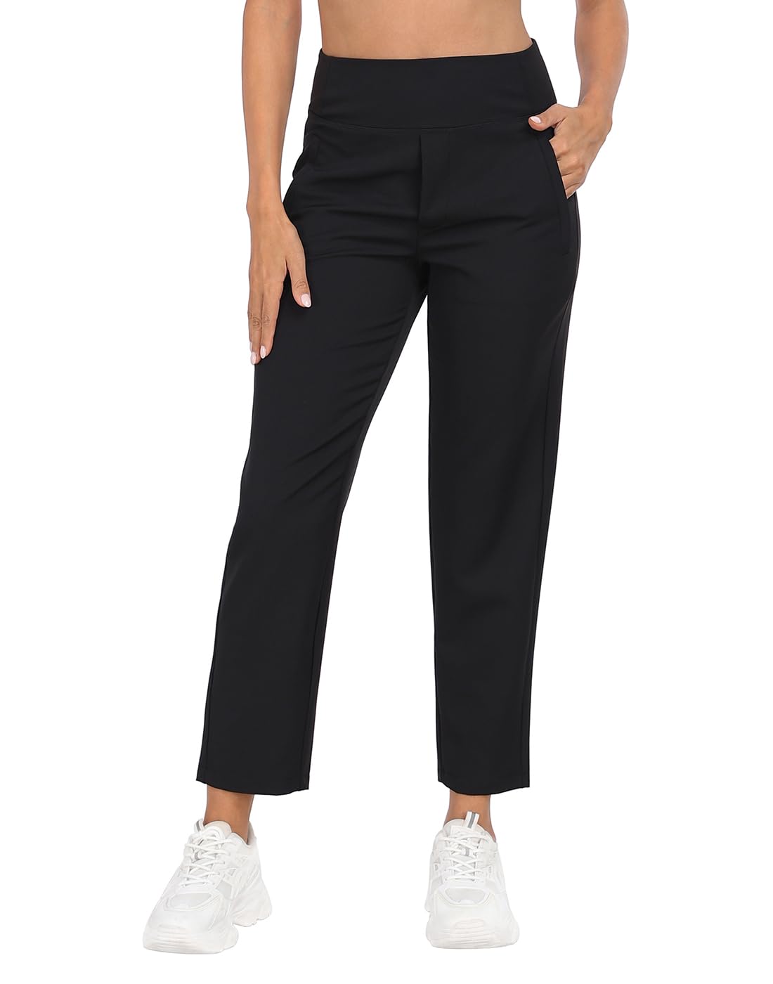 HDE Damen-Reisehose, hohe Taille, Stretch, Arbeit, Golf, Wanderhose mit Taschen