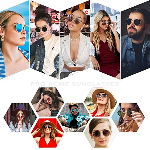 Pro Acme Double Bridge Round Polarized Sunglasses for Women Men Retro UV400 Protection Retro Circle Sun Glasses4
