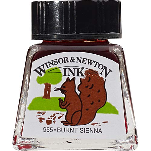 Image of Winsor & Newton Drawing Ink 14 ML - Burnt Sienna (074), Fast Drying, Transparent, Water-Resistant & Intermixable Inks, Ideal for Brush, Dip Pen or Air Brush - More Colours Available