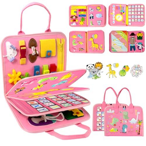 VARANO Busy Board Montessori Spielzeug für Kleinkinder Activity Board Motorikspielzeug Sensorik Spielzeug Reisespielzeug fürs Auto & Flugzeug Geschenk für Jungen & Mädchen