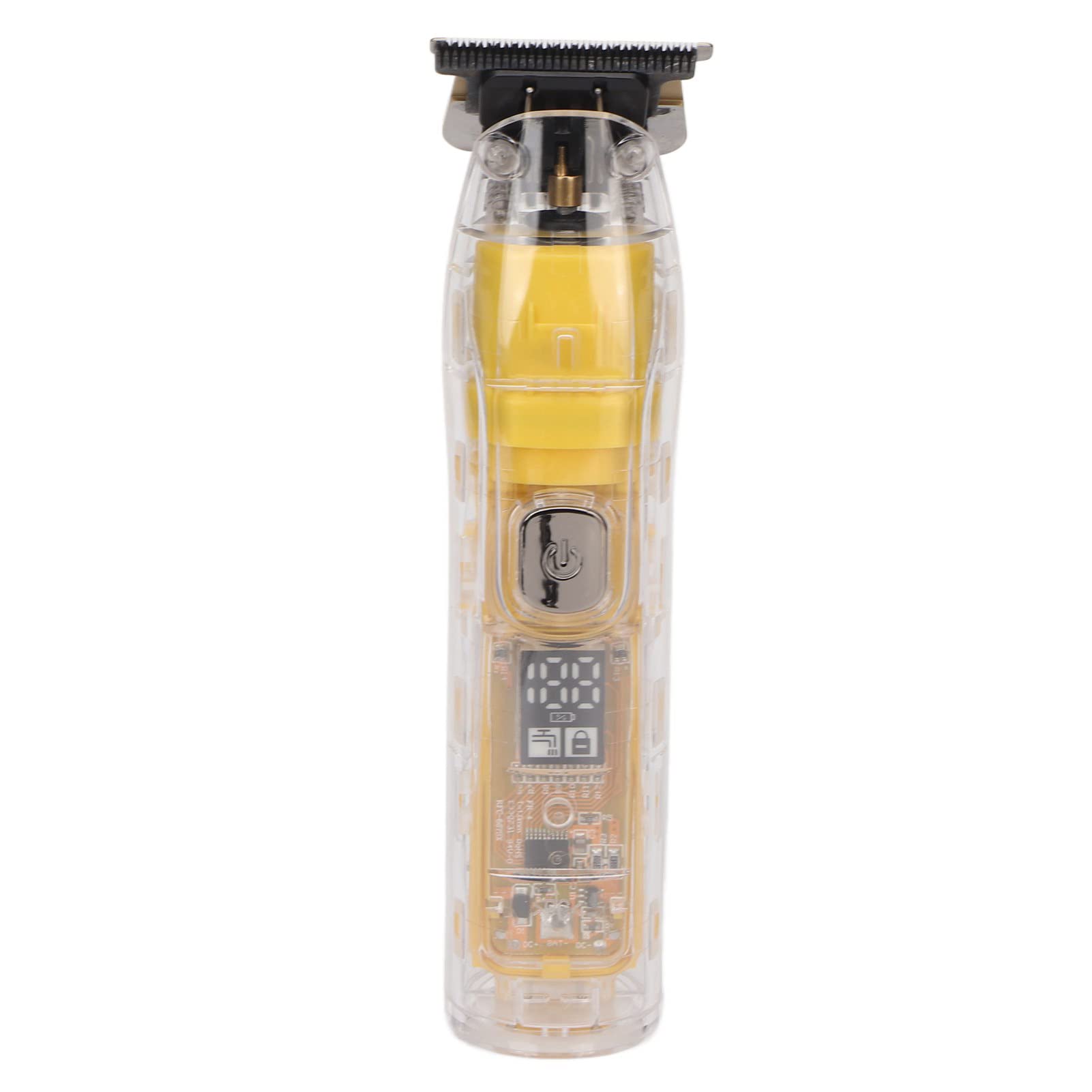 Transparent Yellow Electric Hair Trimmer Digital Display Electric Hairdresser Hair Clipper Men Hair Cutting Tool for Home and Barber Store