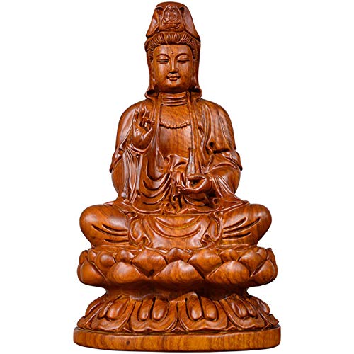 Statue Kuan Yin en marron pour autel religieux et décoration zen de salon