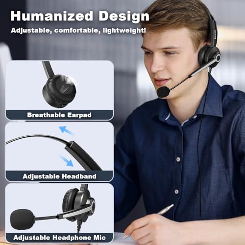 Casque de travail ordinateur USB avec micro antibruit pour PC et bureau - 5