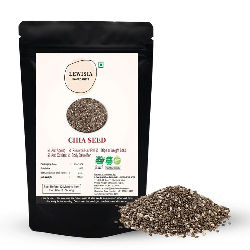 LEWISIA IN ORGANICS Chia Seeds Premium, Nutrient-Rich Superfood Packed with Omega-3, Fiber, Protein & Antioxidants for Boosted Energy, Digestive Health & Weight Management – 100% Natural, Gluten-Free (B0CGTW92YT) Amazon Price History, Amazon Price Tracker