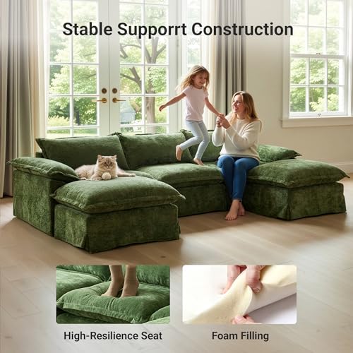 Image of Claiks 123 inch Oversized Boneless Couch, Modular Sofa, Beige