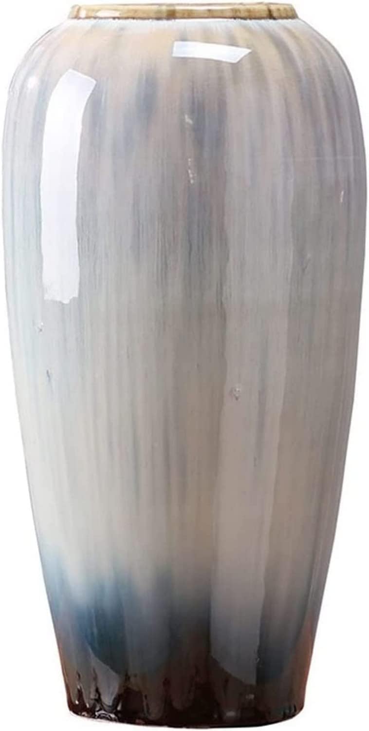 asdchZen Vase Flower Ceramic Vases High Temperature Kiln Varying Glazed Porcelain Ornaments Decorations Vases Flower Pot Desktop Decor,Gris