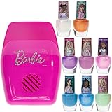 Townley Girl Barbie Plant-Based, Non-Toxic Peel-Off Water-Based Natural Safe Quick Dry Nail Polish Gift Kit Set for Kids Set With Nail Dryer, Batteries Not Included, Ages 3+