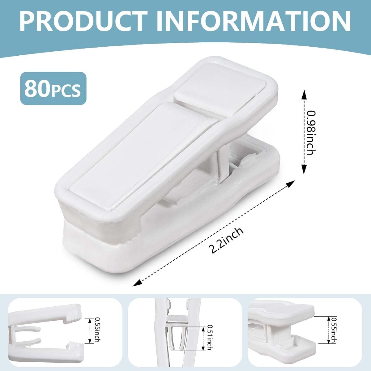 KISEER 80 Pcs Plastic Baby Hanger Clips Slim-line Finger Clips Set for Clothes Hanger Velvet Hanger (White)