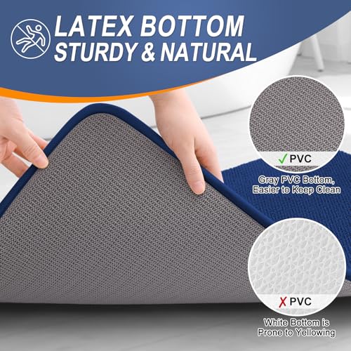 Image of OLANLY Thick Memory Foam Bath Mat Rug 36x24, Extra Soft Absorbent Bathroom Rug, Quick Dry Bath Mats, Non-Slip, Machine Washable Carpet for Bathroom, Tub and Shower, Home Decor Accessories, Navy