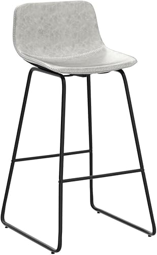 Miniatura 120 de HeuGah Juego de 4 taburetes de bar de piel sintética, sillas de bar de 26 pulgadas con respaldo, taburete de mostrador moderno para isla de cocina