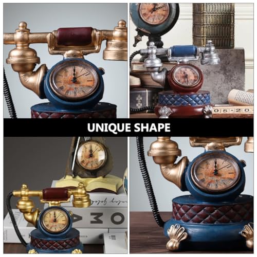 Reloj de escritorio retro con forma de teléfono antiguo para salón 5