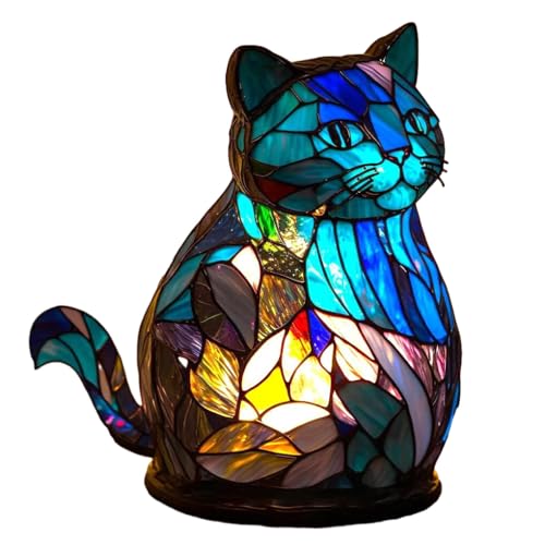 tuwiwol Lampe de Table de Chevet en Forme d'animaux, élégante et Pratique, en résine, Style Animal, Lampe de Bureau, veilleuse Animale, Lampe de Table Facile, Chat Magique