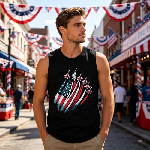 PNORATM Mens American Flag Tank Top Patriotic 4th of July Sleeveless Top 250th Anniversary Casual Shirt Muscle Tank Top — view 2