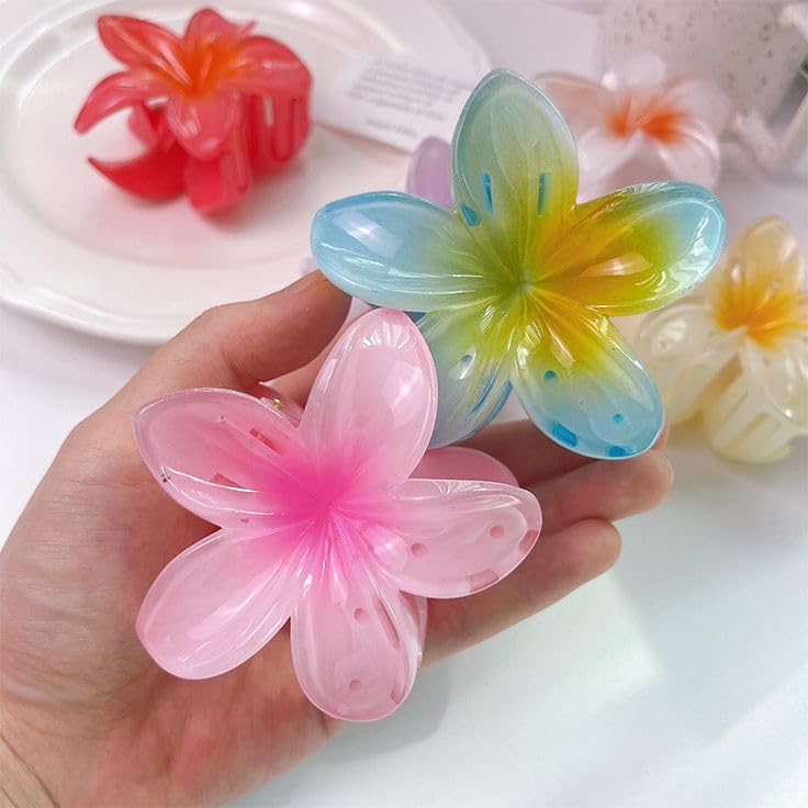 Beautiful Super Bright Multicolor Hair Clips for Women Girls Accessory Strong Non Slip Perfect Hold Thick Hair Long Decorative Floral Cute Set of 3