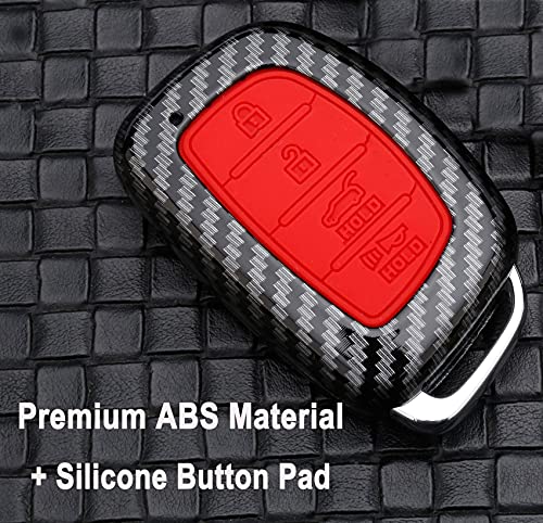 Coque de clé Hyundai Tucson et Sonata en carbone ABS rouge - 3