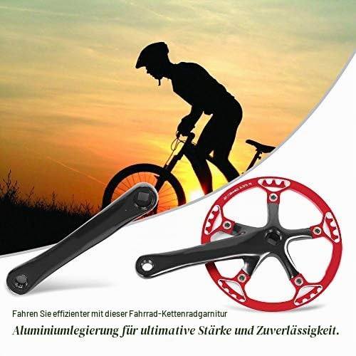 Alomejor Fahrrad Kurbelgarnitur 45T 47T Singlespeed Crankset 170mm Kettenblatt Kettensatz 2 Farben für Fahrrad Radfahren(45T-Schwatz+Rot)