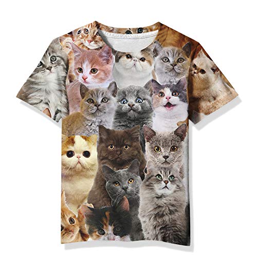 Image of Linnhoy Kids 3D Print Fashion Graphic T-Shirts for Boys Girls 6-16 Years | Unisex Colorful Short Sleeve, Crewneck, Breathable Fabric, Suitable for Daily Sport Festival Wear