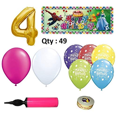 EASY PARTY STORE Birthday Decoration Items for Girls 4th Birthday