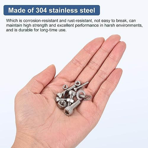 DTGN 100Pcs #8-32 Bolts Socket Head Screws Kit, #8-32 Screw Assortment, 304 Stainless Steel #8-32x1/4", 3/8", 1/2", 5/8" - Image 3