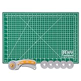 WA Portman Rotary Cutter Set I 45mm Rotary Fabric Cutter with 5 Extra Cutter Blades and 12x18 inch Self Healing Cutting Mat Set I Great for Crafting Sewing Quilting Scrapbooking Enthusiasts