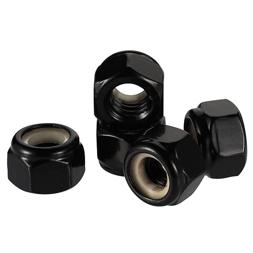 Miniatura 5 de Tuerca de bloqueo hexagonal de nailon 14-20, tuercas de seguridad de acero inoxidable 304 18-8 óxido negro, paquete de 50