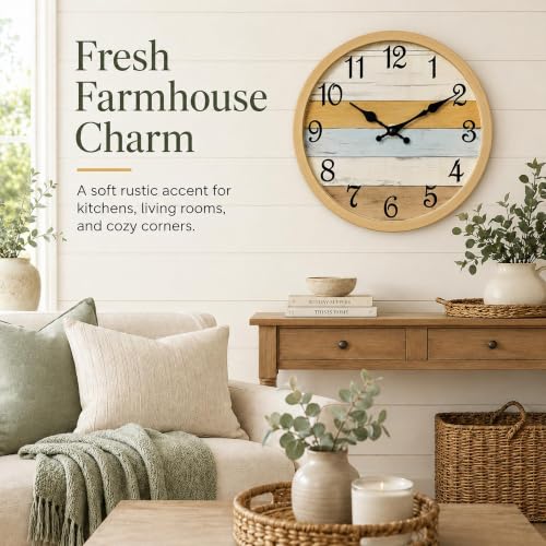 Image of CHYLIN Wall Clock Silent Non-Ticking Battery Operated Rustic Vintage