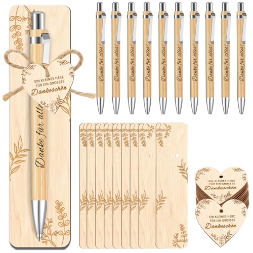 20 Sets Dankeschön Geschenk mit Holz Kugelschreiber Dankeskarte,Abschiedsgeschenk für Kollege,Erzieher, Weihnachtsgeschenke Kleine Geschenke für Kollegen,Ein Kleines Herz Für Ein Grosses Dankeschön