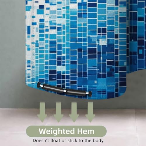Rideau de douche 240x200 bleu en polyester mosaïque