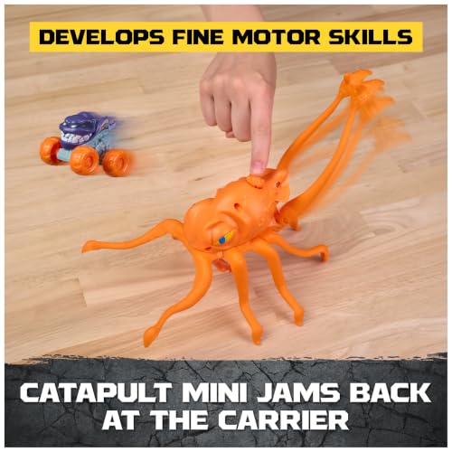 Image of Monster Jam Mini Jams Megalodon Squid Takedown Monster Trucks Playset | Exclusive Megalodon & Monster Manta Mini Toy Trucks, Catapulting Squid, Store & Launch, Pretend Play Gifts for Kids Ages 3+