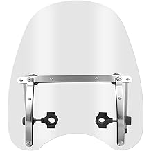 18"x16" Clear Motorcycle Windshield (for 7/8" 1" Handlebars) Wind Deflector Windscreen Replacement for Honda Harley Davidson Suzuki Kawasaki Yamaha V Star 650 950 1100 1300