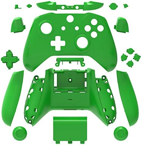 SN-RIGGOR Replacement Housing Full Shell Set Full Buttons Set Faceplates ABXY Buttons RB LB Bumpers for Xbox One S Slim Controller (3.5 mm Headphone Jack) S Controller Repair Parts (Green)