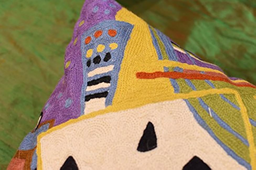 Kandinsky Modern Throw Pillow Cover - Cosmic III | Abstract Pillow | Modern Couch Pillow | Contemporary Pillows | Outdoor Pillow | Mid Century Chair Cushions | Handmade Wool Size 18x18