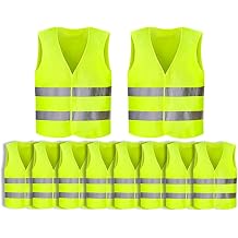 anlisng high visibility vest 10 pieces yellow reflective safety vest 360 degree reflective stripes vest car reflective vest neon yellow reflective vest for drivers workers adults