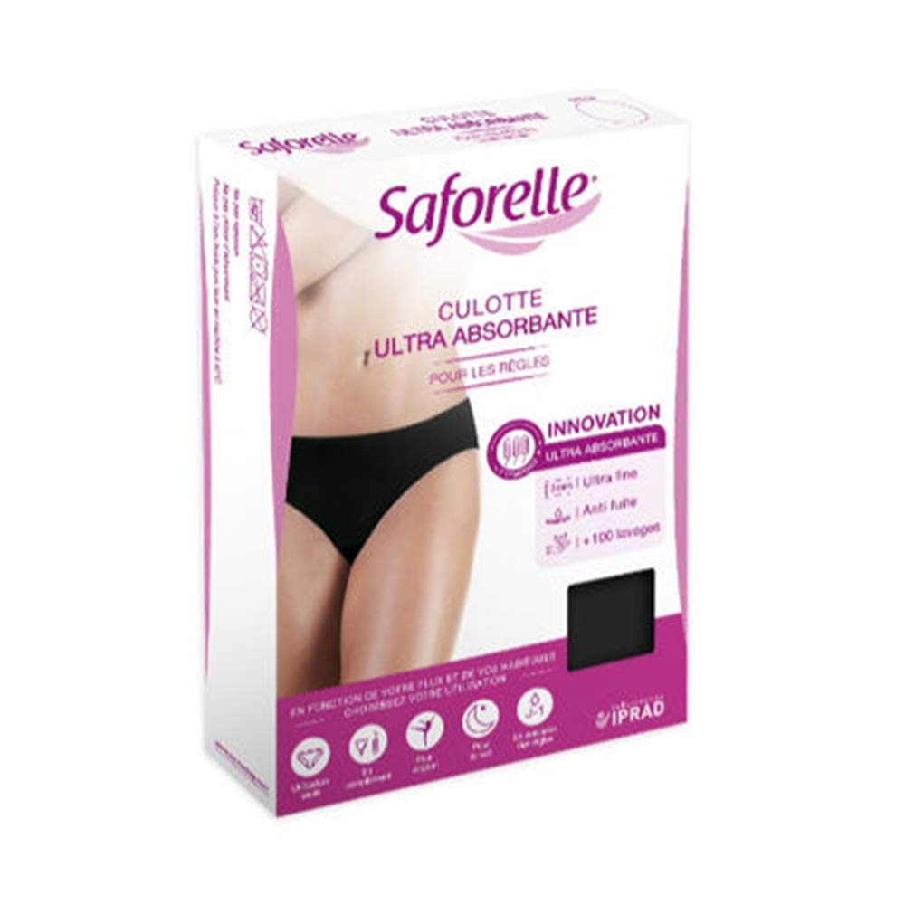 Saforelle Culotte Noire pour les Règles, Noir, L (Lot de 1)