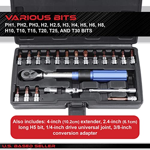 Abn 1/4 Drive Inch Pound Torque Wrench Set - 90 Tooth Dual Direction 20-200In-Lb Adjustable Torque Wrench 2-23Nm Mountain Bike Torque Wrench Set #TOP2